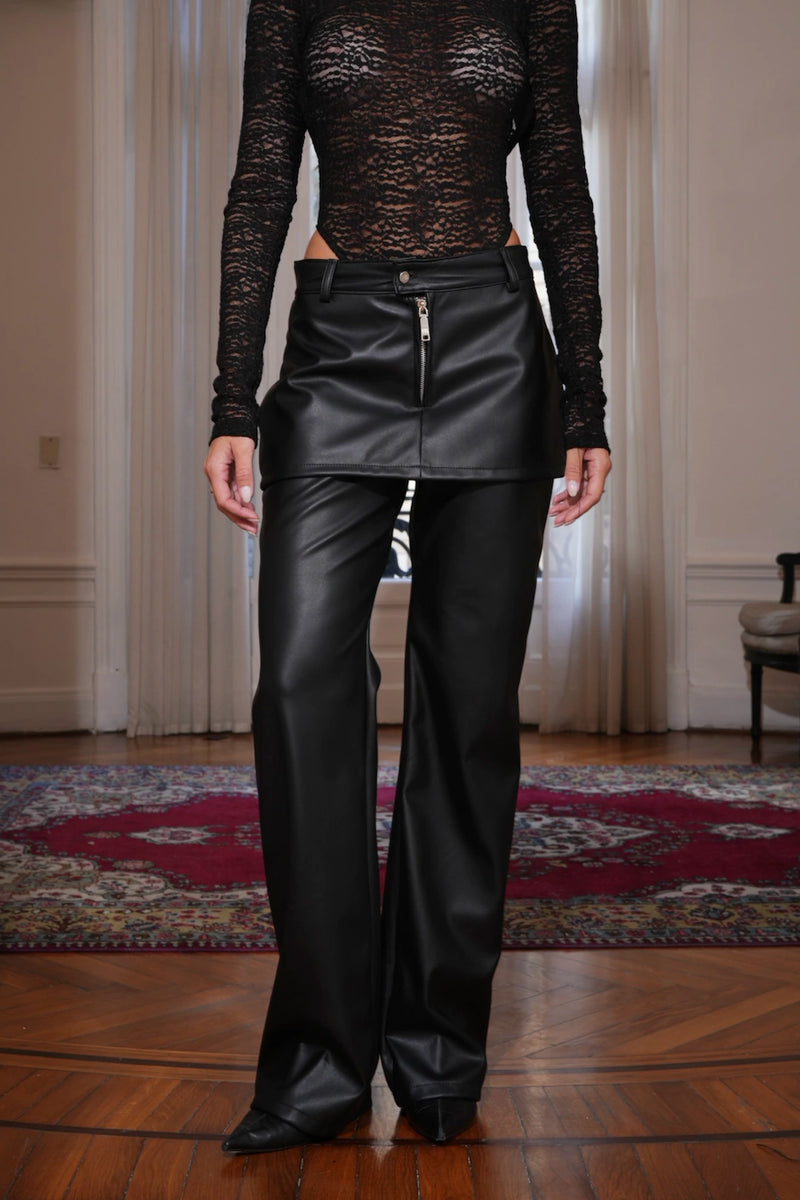 PANTALON ECOCUERO FALDA jet