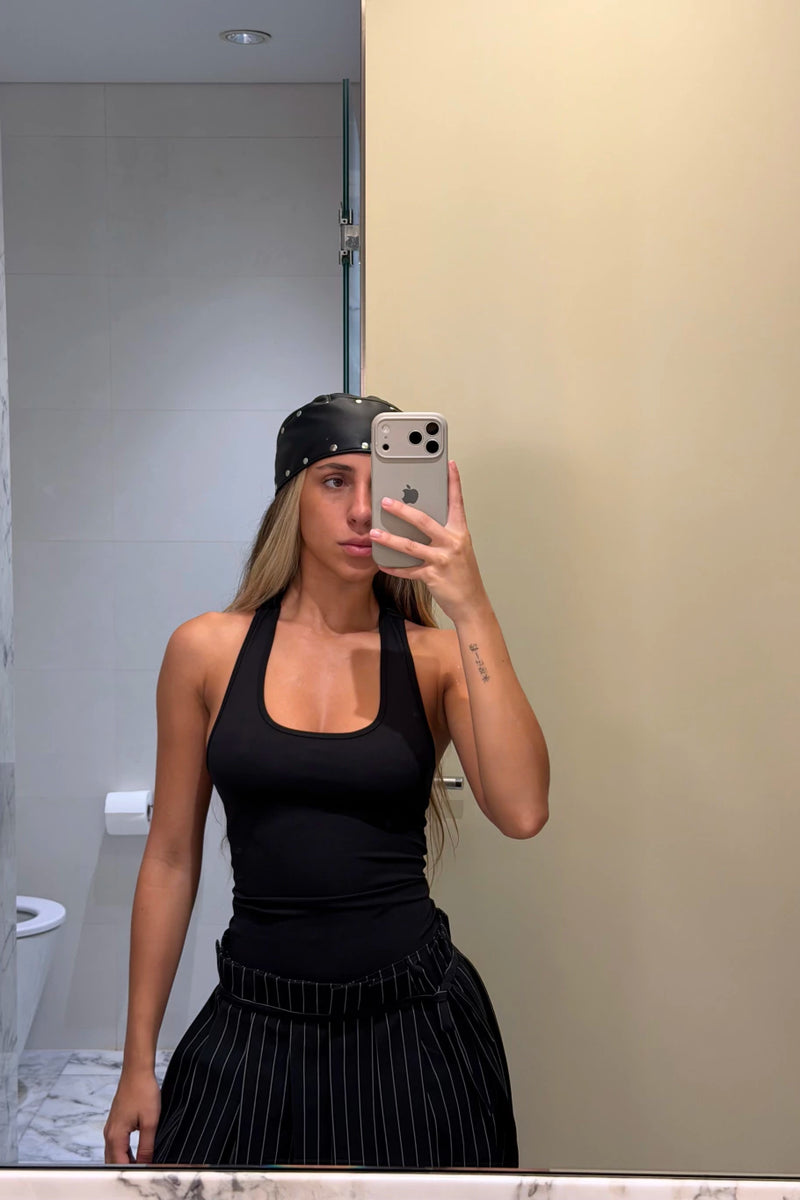 Bullet leather beanie